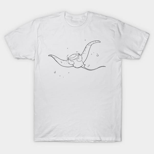 Manta Ray - Line Art T-Shirt by Rowena Aitken